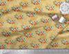 Soimoi Gold Japan Crepe Satin Fabric Tomato & Zephyranthes Floral Print Sewing Fabric metre 42 Inch