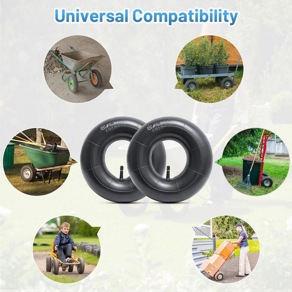 PaoWin Dekk TR13 Gressklipper Gressklipper Håndvogn Trillebår 2-pakning, 4.10-4 Slange, 3.50-4 Slange, 4.10/3.50-4 Slange, Ventil, 4.10-4 Slange, 3.50-4 Slange,