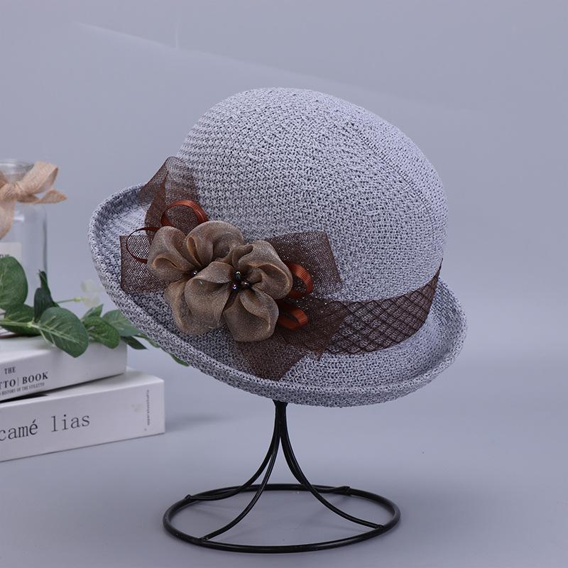 Summer Women's Bucket Hat with Bowknot, Breathable Straw Sun Hat for Travel and Outdoor, Elegant Handmade Fisherman Cap