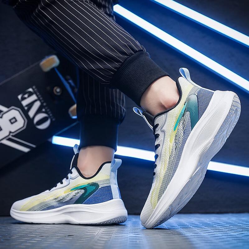 

50 большой размер 49 мужская обувь летняя дышащая 48 сетка fly-knit ультралегкая амортизирующая мягкая подошва 2025 новая спортивная обувь для бега 50 чёрный