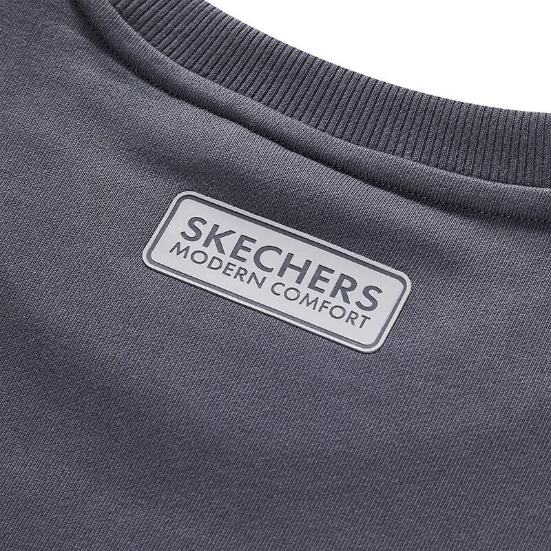 Skechers A-Z Series Letter Round Neck Pullover Versatile Sports Sweatshirt Unisex sweatshirt Odyssey-Gray L323U174-026R