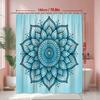 Blue Mandala Shower Curtain Spiritual Flower Design Boho Art Decor Zen Meditation Bathroom Elegant Waterproof Simpleinstallation