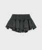 Alkialka Ribbon Tiered Mini Skirt (Charcoal)