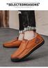 Men's Hand-Stitched Leather Slip-On Loafers - Outdoor Casual Low-Top Plus Size