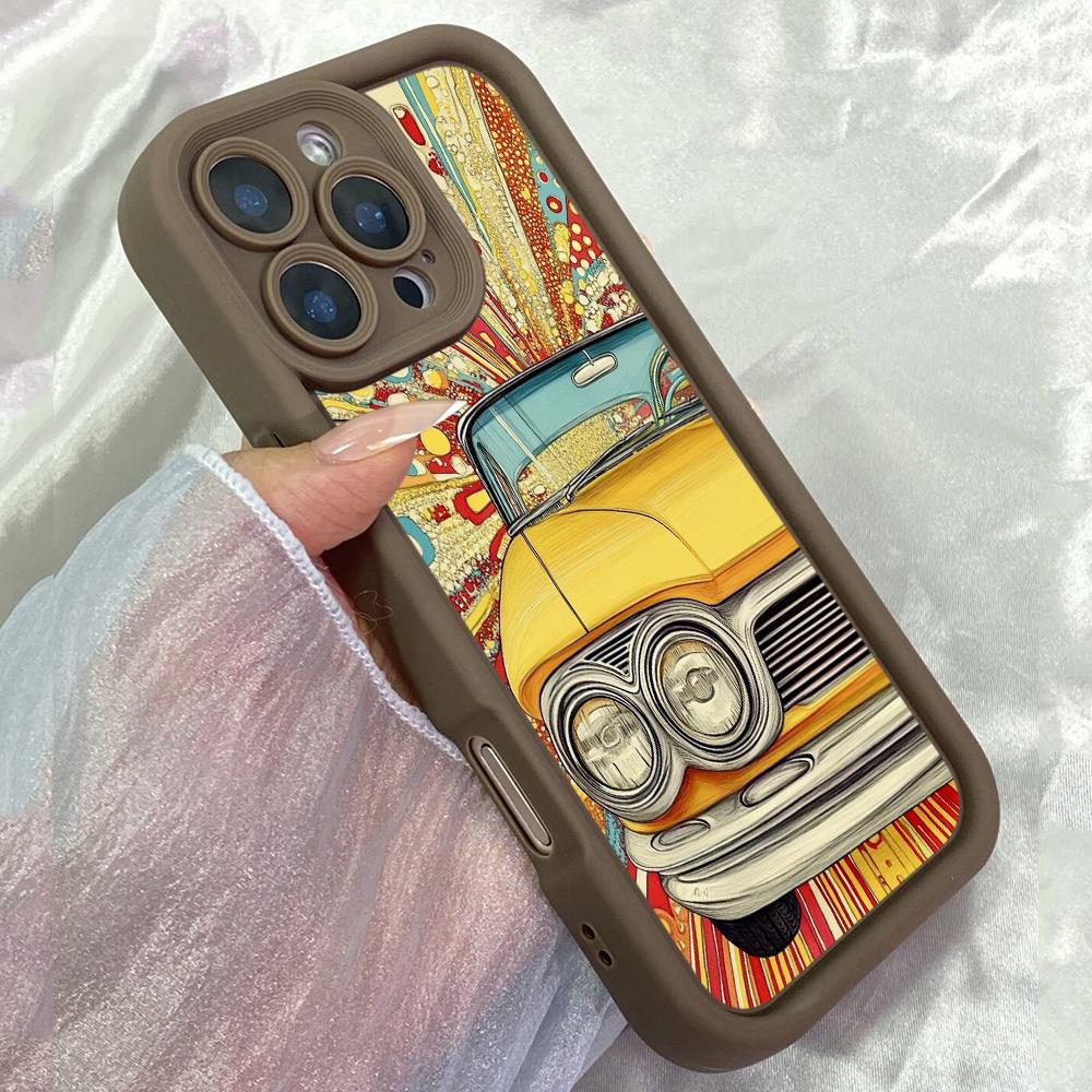 JJT116 Cartoon Hippie 80s Seamless Miami Vibe Pop Art for iPhone 17 16 15 Pro Max Samsung S26 S25 Ultra A17 A16 A07 A56 Xiaomi 15T Redmi 15c Soft Case
