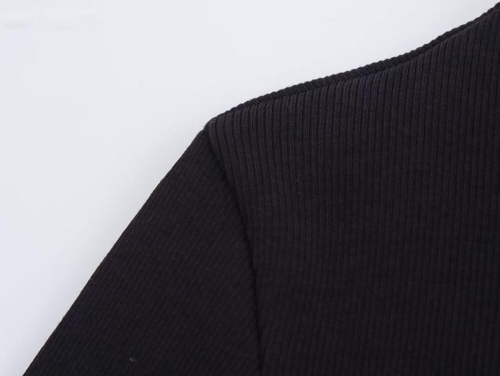 Autumn 2024 Women's European & American Style Poplin Short Sleeve Stand Collar Dress