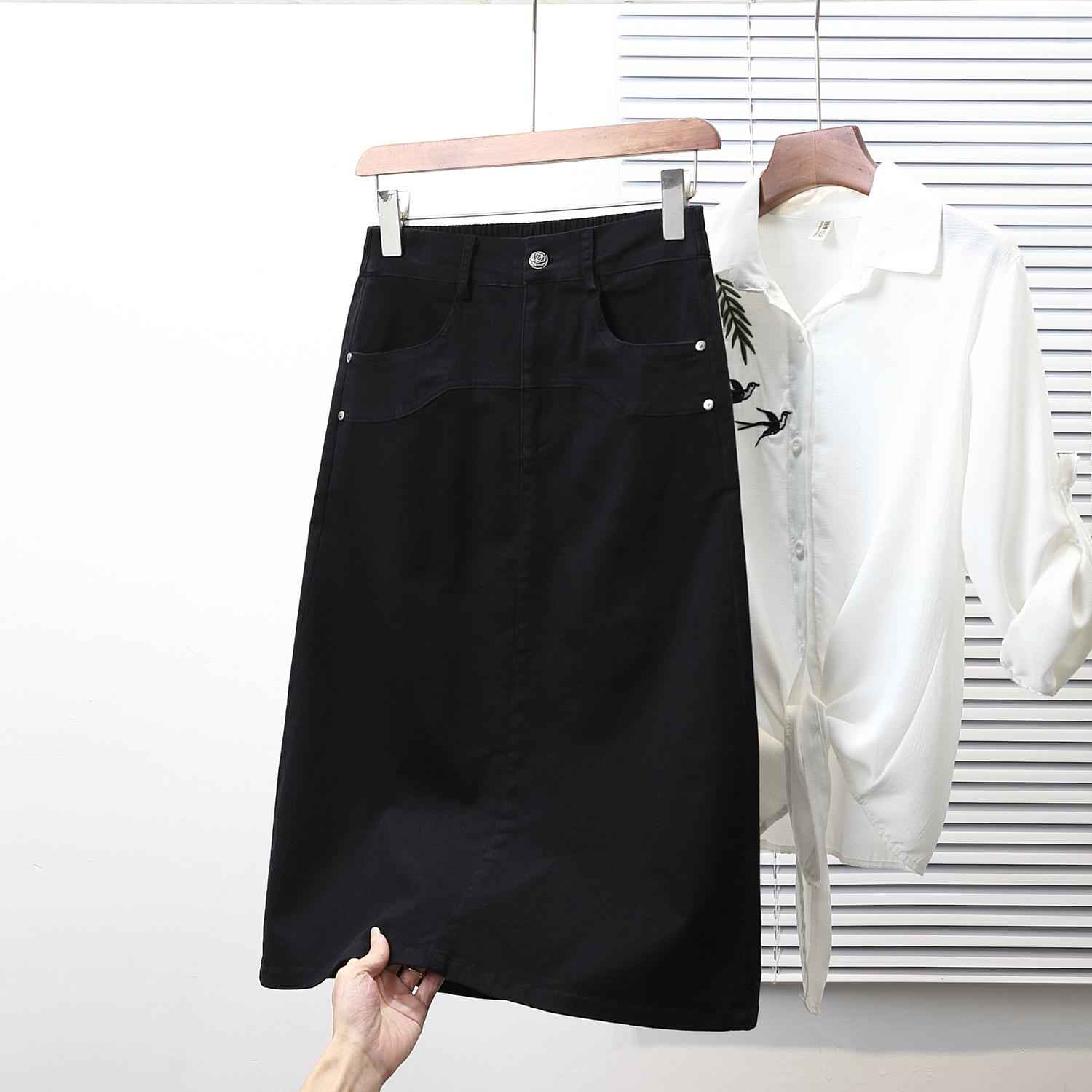 

DIMANAF 2025 Большой размер Новые весенние эластичные хлопковые юбки Женские А-силуэта Модные свободные юбки с высокой талией 4XL розовый