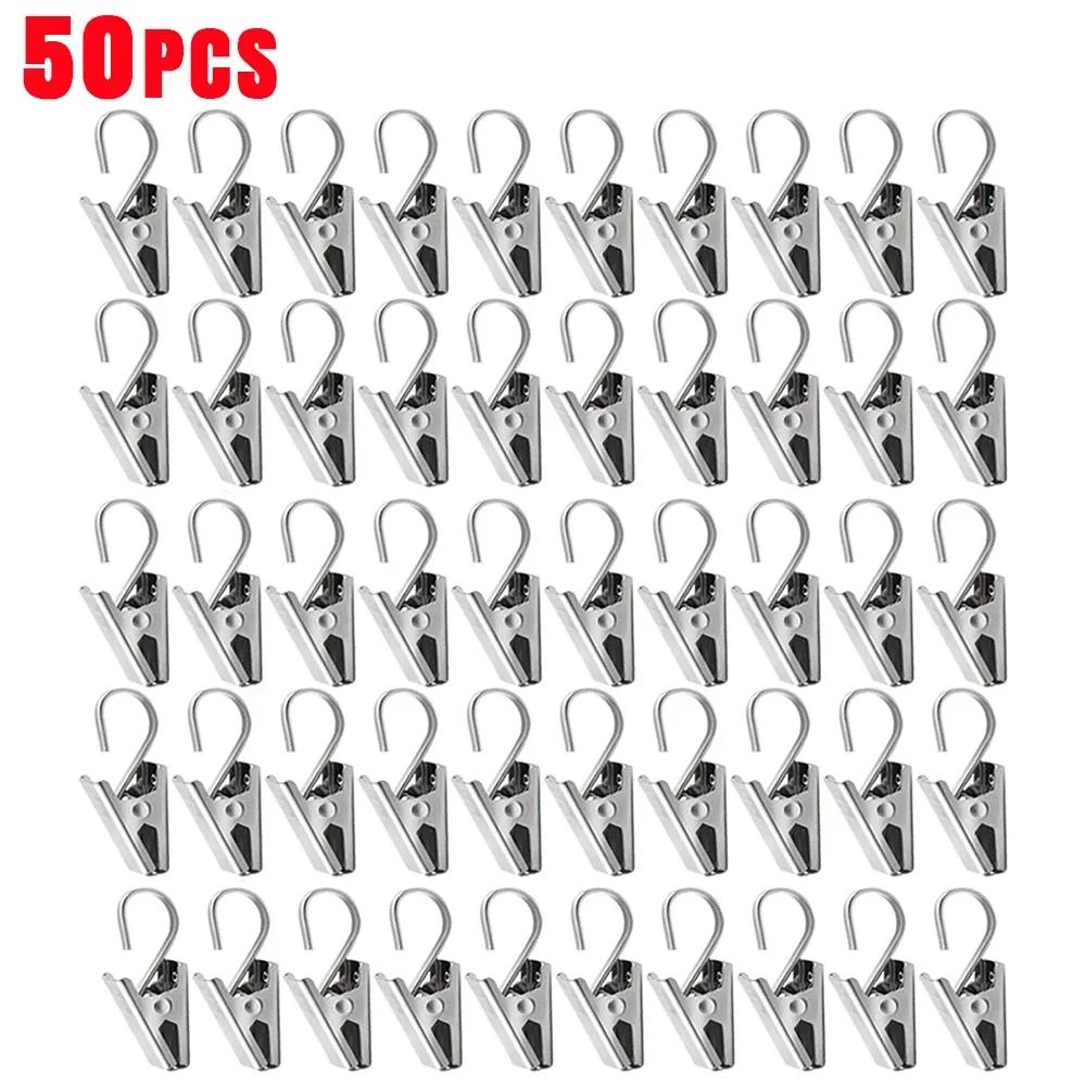 60/10Pcs Stainless Steel Curtain Clips With Hooks Heavy Duty Hanging Clamps Window Curtain Hook Clips For Home Decoration Crafts