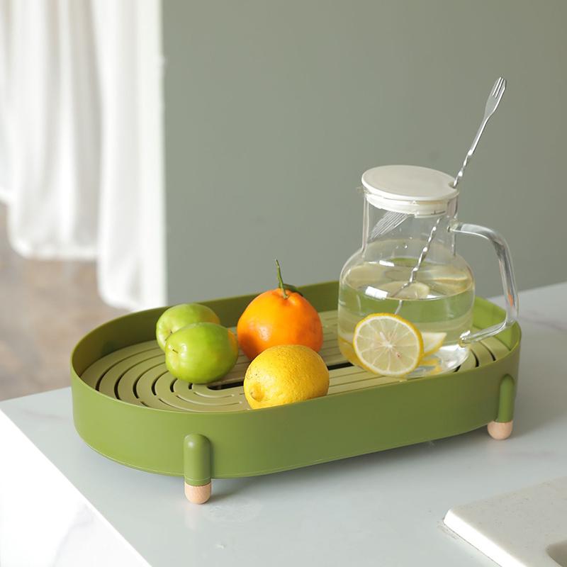 

Tea Tray Simple Double Layer Pure Color Uniform Draining Holes Detachable Design Plastic Tea Tray Serving Green зелёный