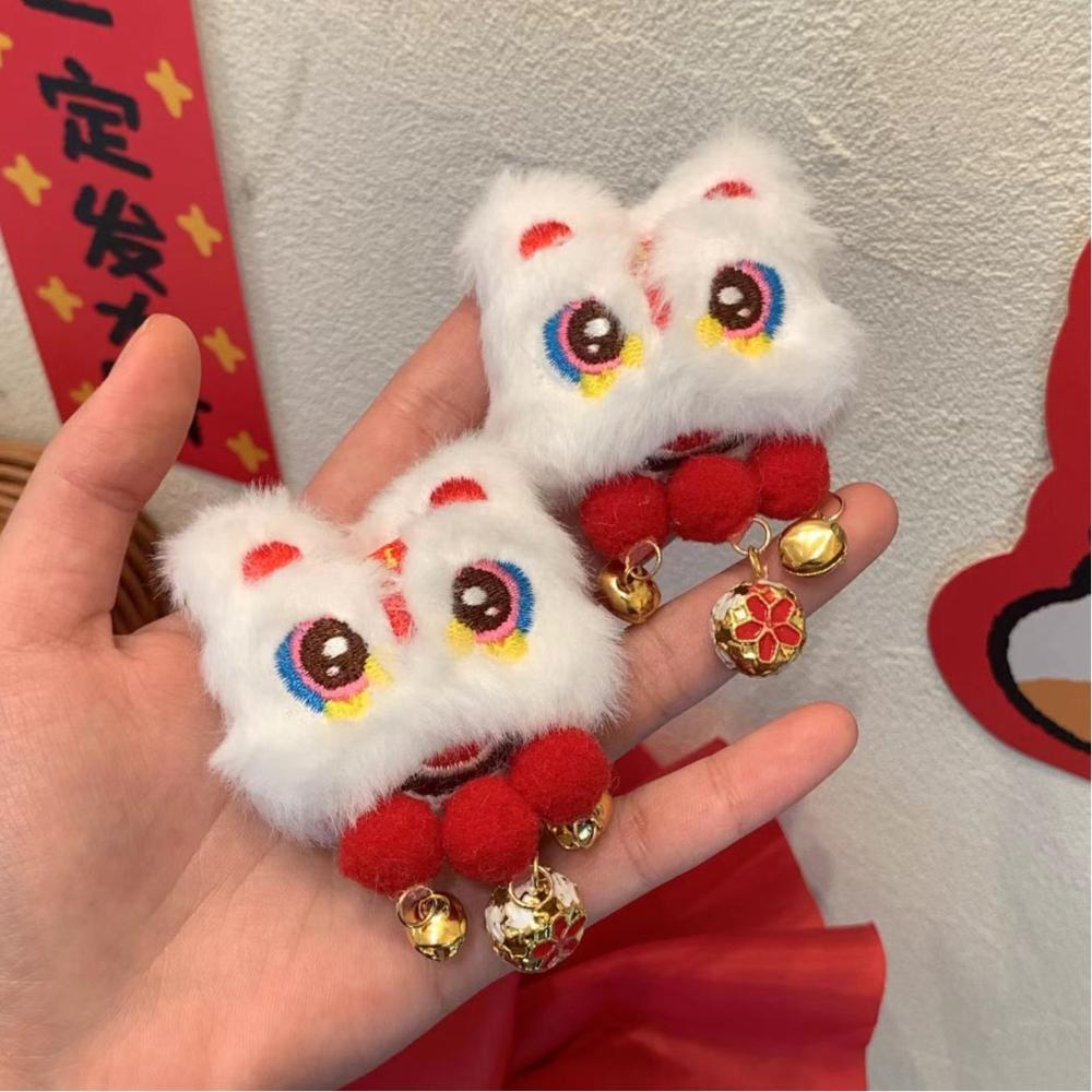 New Year Headdress Chinese Traditional Hairpin Bowknot Bell Hair Clip Animal Kawaii Headwear Women Girls Hair Accessory