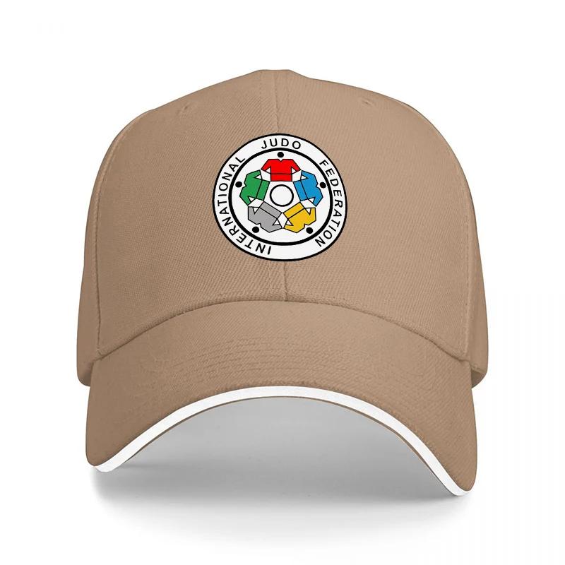 Judo Federation Logo Baseball Cap Black Adjustable Hat with Colorful Emblem Design for Martial Arts Enthusiasts and Sports Fans