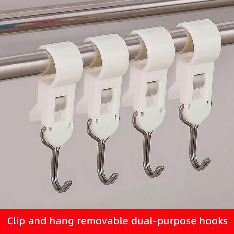 4pcs Clip Hooks Tube Clamp Hook Kitchen Bathroom Multi-function Hanger Hook For Clothes, Bags, Towels, Homes, Kitchens Bathrooms
