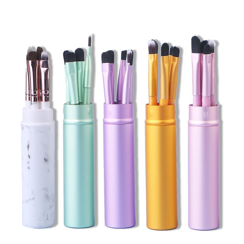 Crazed Rush 5-Piece Aluminum Eyeshadow Brush Set with Case: Eyelid, Lip, and Nose Blending Tools