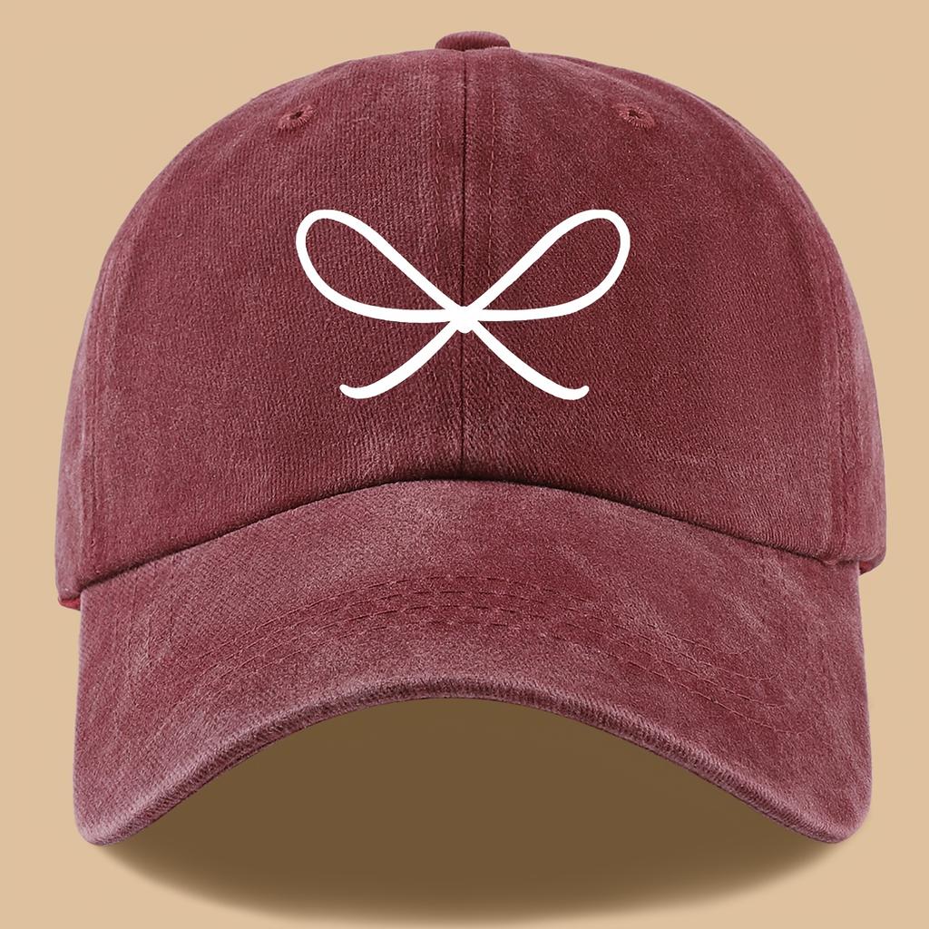 Cute bow printed baseball cap for fishing, vacation, and parties, curved brim sun hat, fashionable and versatile