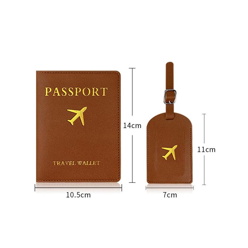2Pcs/Set Pu Travel Passport Cover Luggage Tag Suitcase Identifier Label Baggage Boarding Bag Tag Name Id Address Passport Holder