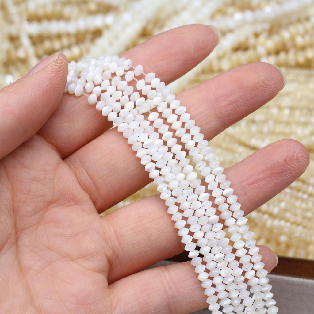 1String, White Yellow Natural Shell Beads for Jewelry Making DIY Necklaces, Bracelets Anklets Accessory, Unique Gifts for Halloween, Christmas 38cm