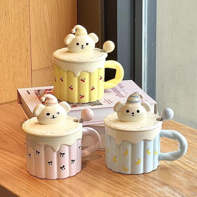 Birthday gifts for girls, high-value cartoon bear cups, cute ceramic mugs, practical gifts for girlfriends