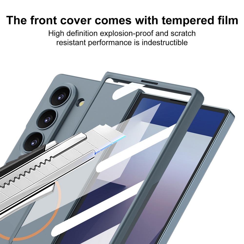 Ultra-thin Built-in Magnetic Ring with Tempered Glass Front Film Case for for Samsung Galaxy Z Fold 7 Fold7 Camera Protect Cover