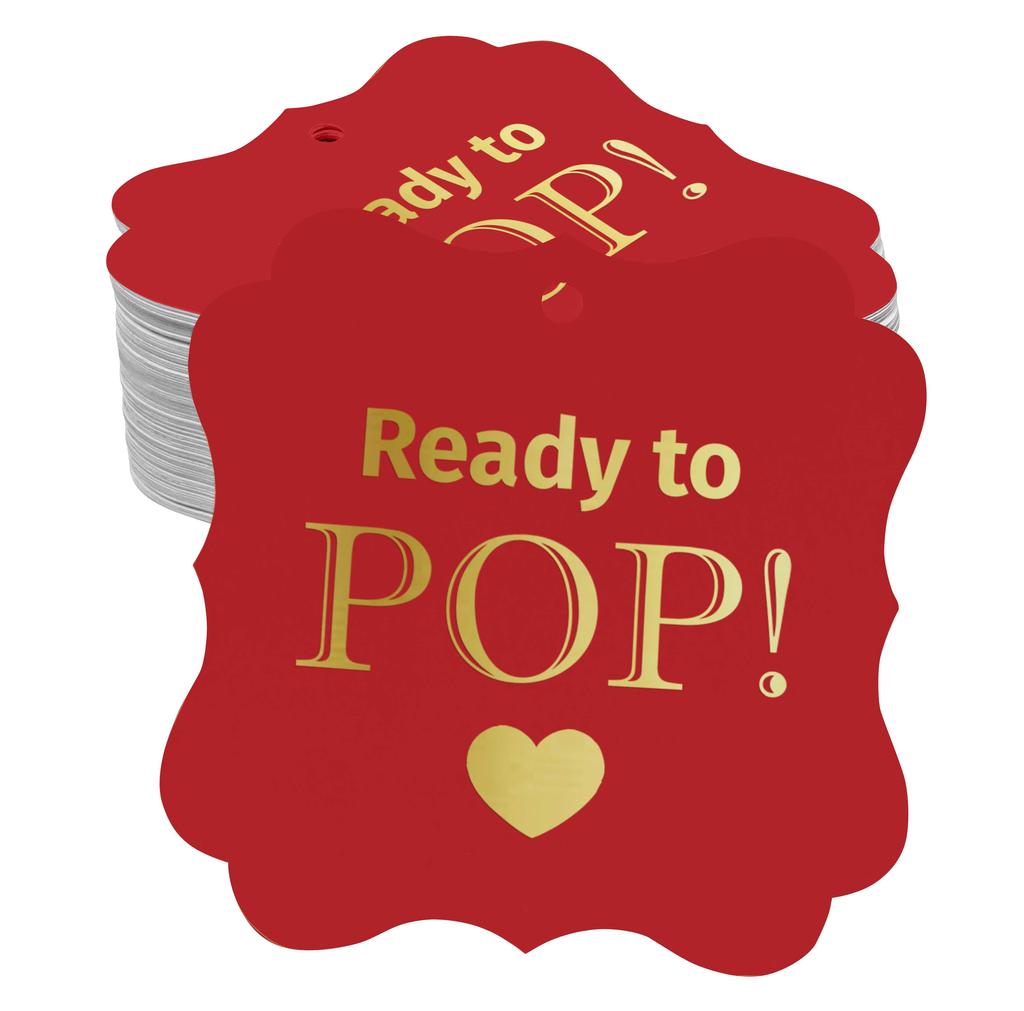 Inkdotpot Real Gold Foil Ready To Pop Baby Shower Tags Favor Bracket Shape Hang Pack Of 100 Paper