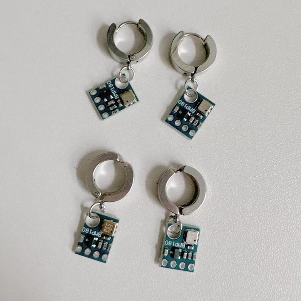 Cyberpunk Alien Circuit Earrings Futuristic Drop Earrings Cuff Earrings Alloy Texture for Science Fiction Enthusiasts