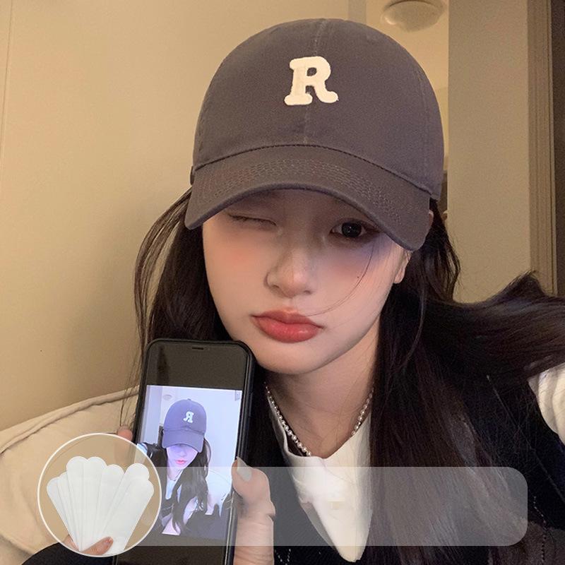 

Wide brim baseball cap Women s summer thin and small face Big head circumference Peaked cap Versatile soft top Deep top Beige hat adjustable серый