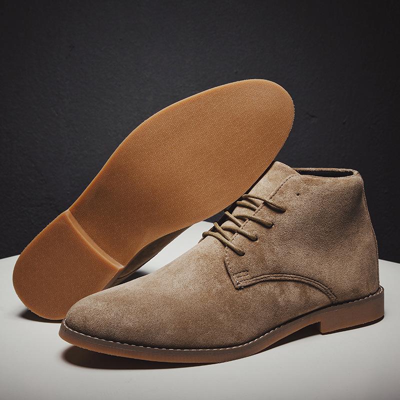 Fashion Men's 2025 Autumn Winter Suede Leather Boots British Style High Top Comfortable Durable Mid Calf Ankle Boots Pointed Toe Wide