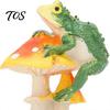 Durable Resin Ornaments for Miniature Gardens Frog on Mushrooms Figurine, DIY Micro Landscape Bonsai Ornament, Small Decorative Accents Potted Plants
