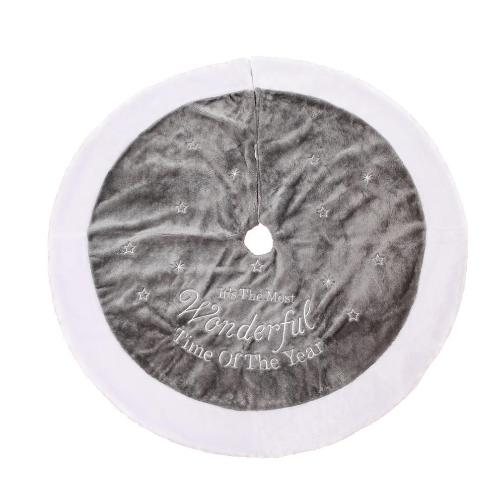 

Christmas Tree Skirt, 1pcs 90cm Christmas Tree Mat Plush Faux Fur Xmas Tree Skirt Base Cover Home Christmas New Year Party Decor 90cm серый