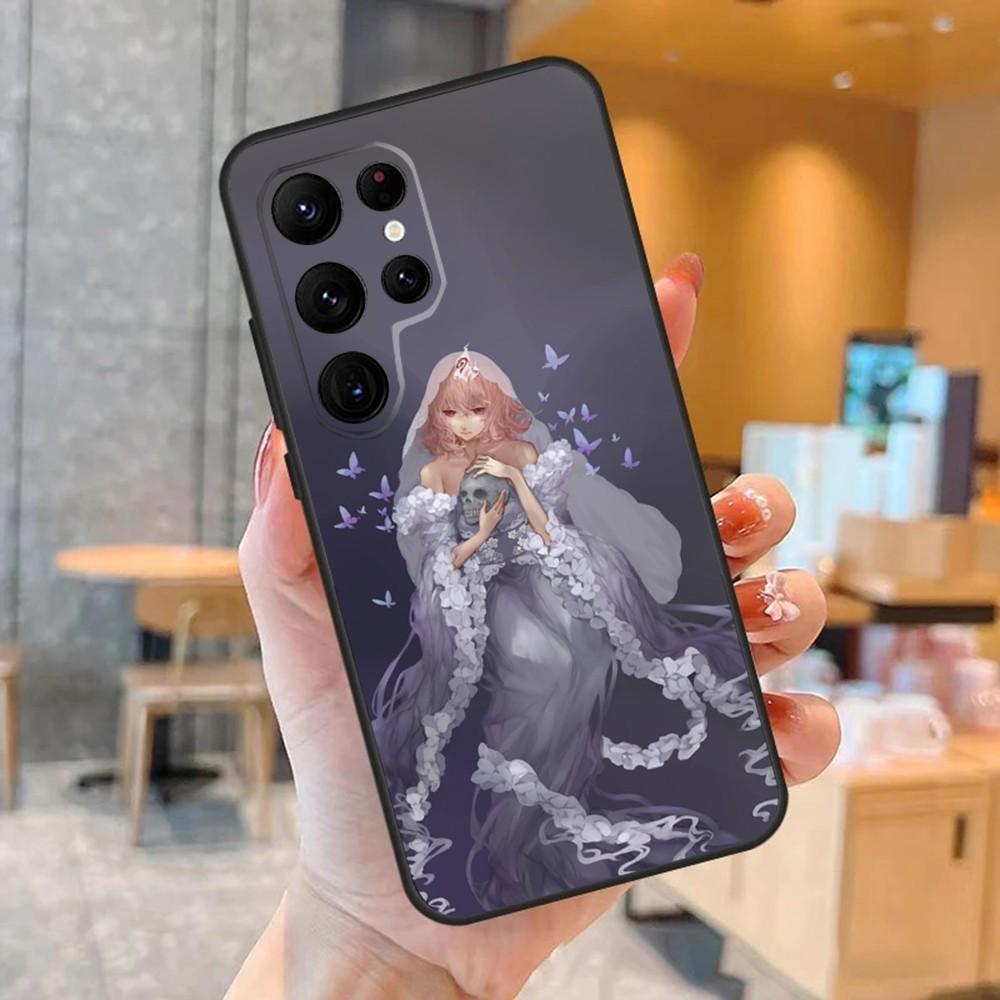 Touhou Project Yuyuko Phone Case For SamsungS24,S23,S22,S21,Ultra Pro S10,S30Plus,S9,20lite Black Cover