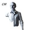 Clothing Folds Sculpture 3D Printed Working Person Figurine with Briefcase, Modern Abstract Art Ornament Small Business Gift for Desktop Bookshelf