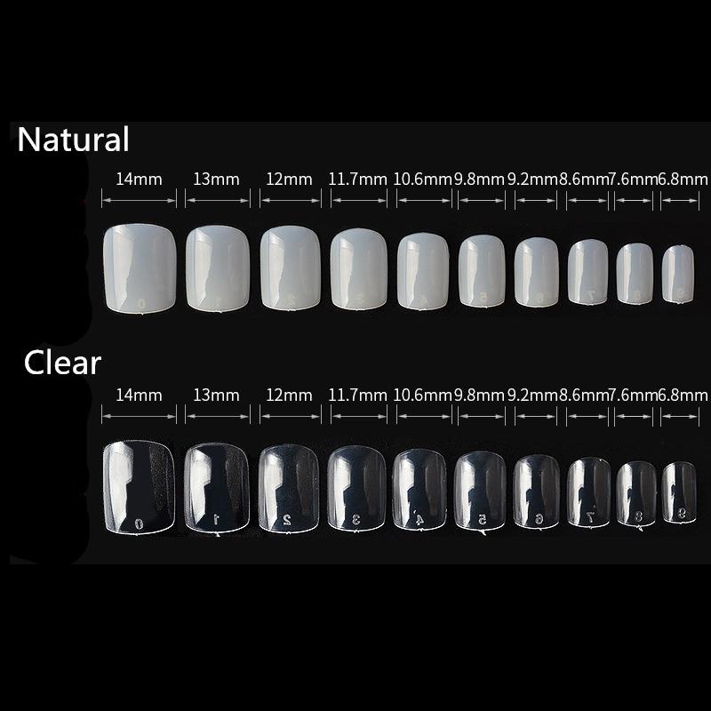 500Pcs Clear White Natural Round Cover French False Acrylic Nail Tips UV Gel Manicure Ultra Flexible False Nail Art Square Tips