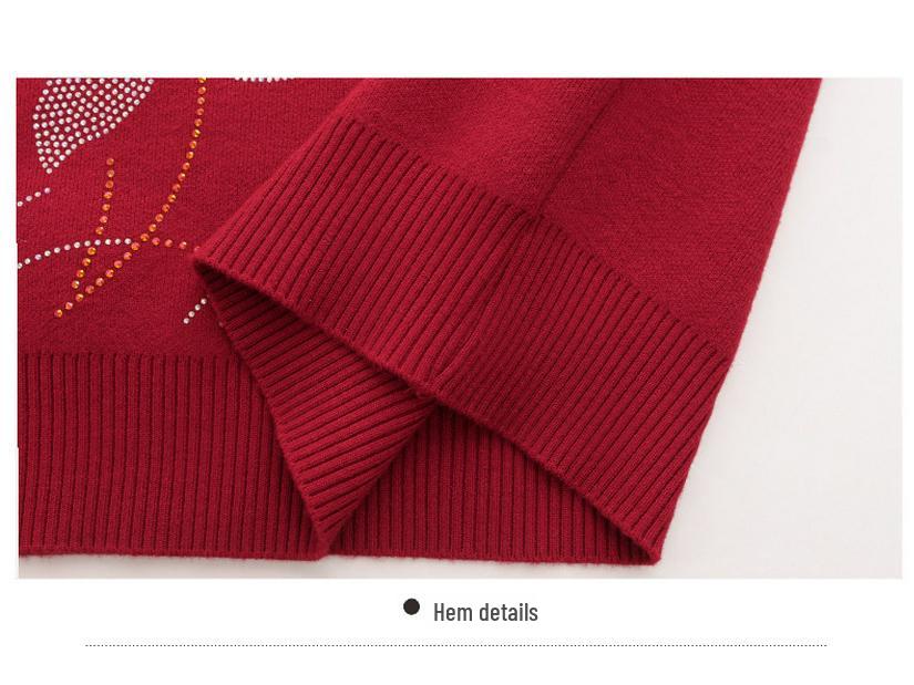New Mom's Autumn/Winter Fleece-Lined Warm Sweater: Stylish, Thick Base Shirt for Middle-Aged and Elderly.