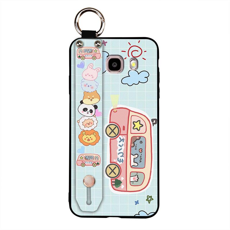 Soft Case Protective Phone Case For Samsung Galaxy J510/J5 2016/J5108 Wrist Strap Cartoon Cute Back Cover Silicone Ring