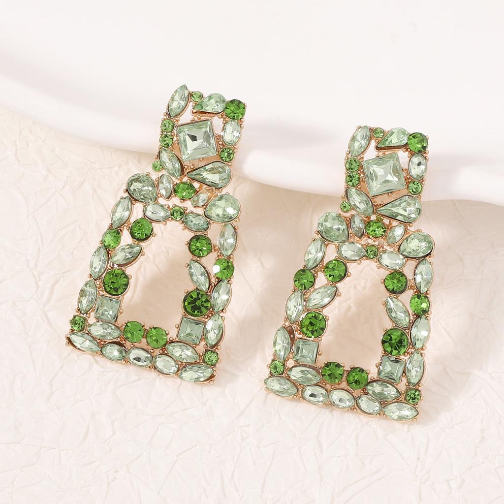 Geometric square diamond-set party niche fashion trend versatile temperament earrings earrings