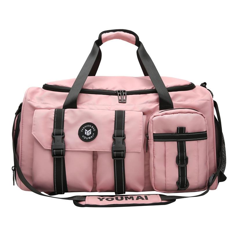 Double shoulder travel bag, large-capacity luggage bag, men and women travelon business trips, live on campus sports can set trolley case boarding bag