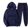 Men's Plus Velvet Sports Hoodie with Double-Stitch Logo - European & American Style Women's Casual Set