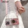 Crossbody Lanyard Shockproof Glitter Plating Mirror Magsafe Holder Case for iPhone 16E 16 15 14 Plus 13 12 11 Pro XS Max XR X