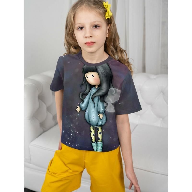 Cute Cat 3d Printed T Shirt Girls T-Shirts 2025 Cartoon Animal Trendy Girl Children Tshirts Casual Baby Clothes Top Tee Summer