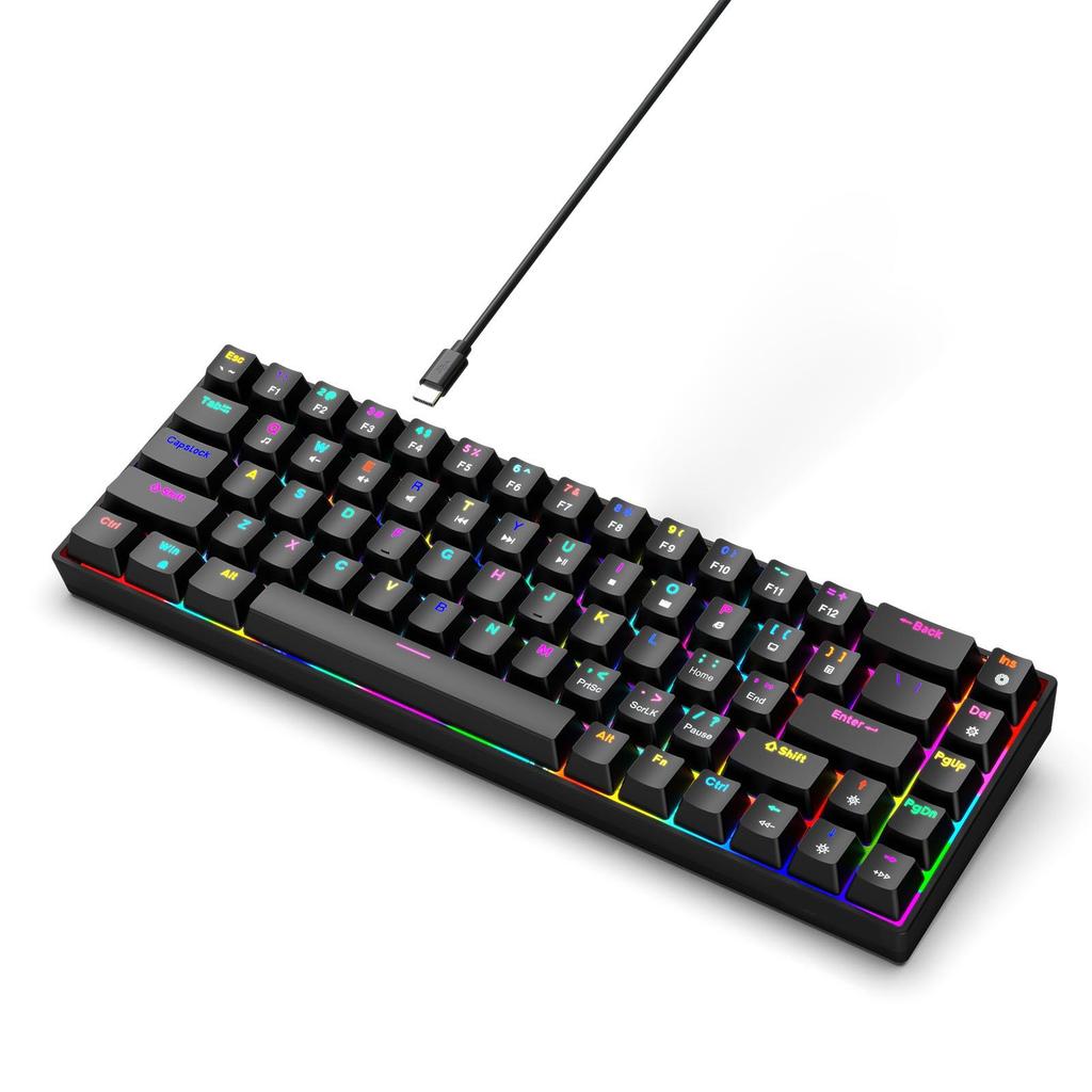 68 Keys Wired Mechanical Keyboard RGB Backlit Hot-Swappable Compact Design for   Gaming