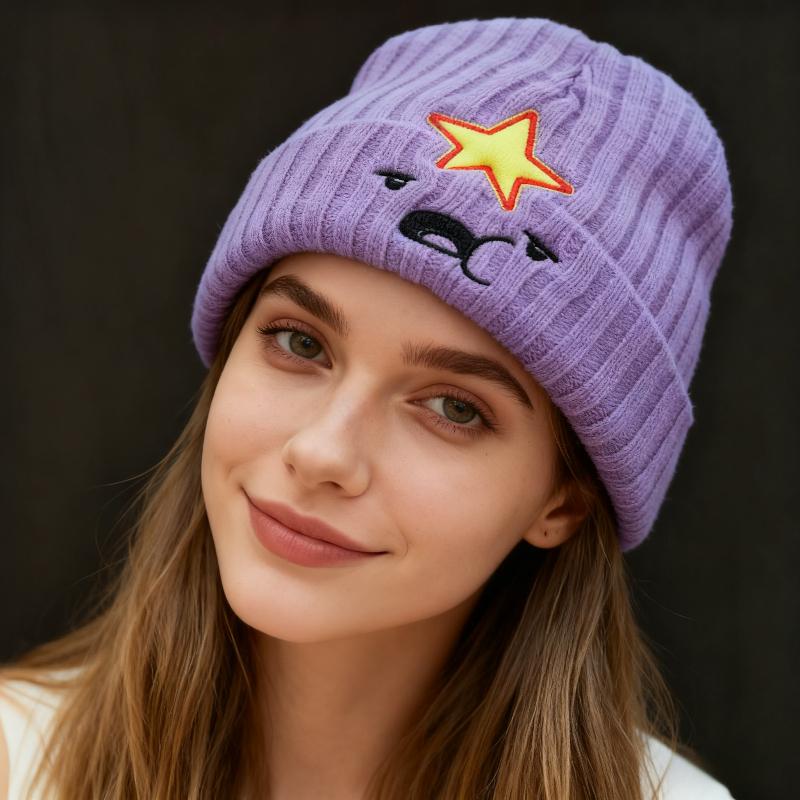 

1pc Winter Warm Purple Fleece Beanie Hat,men s and Women s Pullover Hat,embroidered Skullcaps,ear Protection Acrylic Knitted Hat One Size фіолетовий
