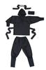 Clear Stone Halloween Ninja Cosplay Jet Black Costume, Black, Kids, 120cm,