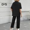 2 ks/sada Dámske Top nohavice Súprava Polovysoký golier Blúzka so širokými nohavicami Elastický pás Nohavice s vreckami Voľný outfit na voľný čas