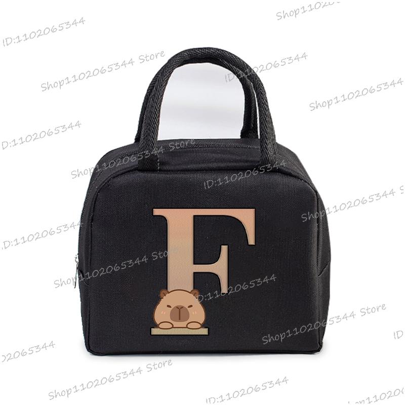 1Pc Cartoon Capybara Alphabet Portable Lunch Bag Women Men Portable Food Insulation Package Funny Capybara Letter Kid Lunch Bags