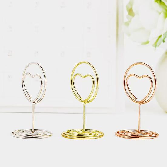 10Pcs Love Heart Table Number Holder Place Card Photo Picture Clip Memo Note Card Stand Wedding Anniversary Birthday Party Centerpieces