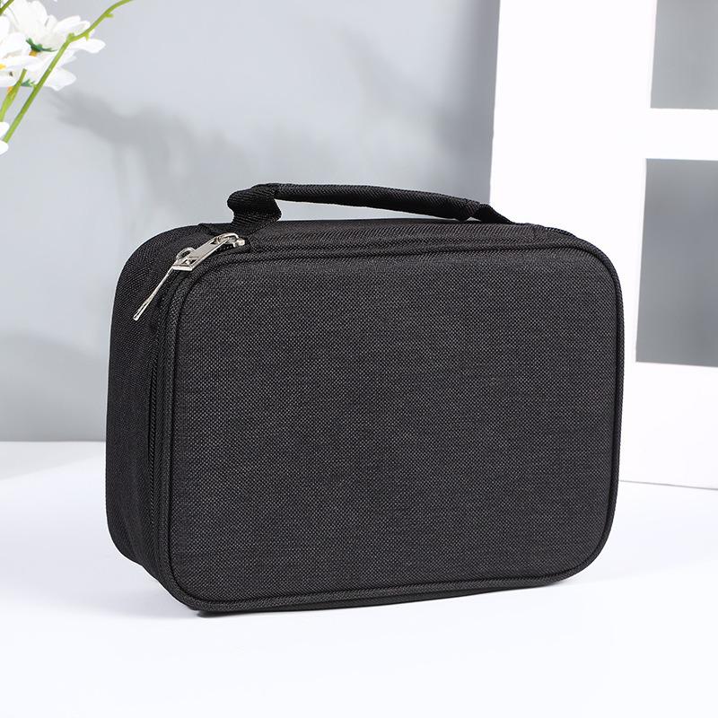 Macaron Colorblock Large Capacity Art Student Pencil Case - Double Layer Oxford Cloth Paintbrush Storage Bag