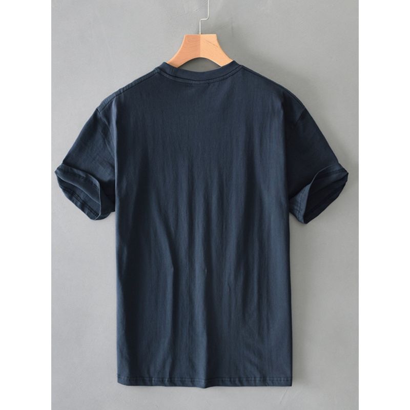 2025 Summer American Short Sleeve T-Shirt Men Heavy Weight Pure Cotton Fashion Brand Printing Parka Loose Crew Neck Half Sleeve T-shirt