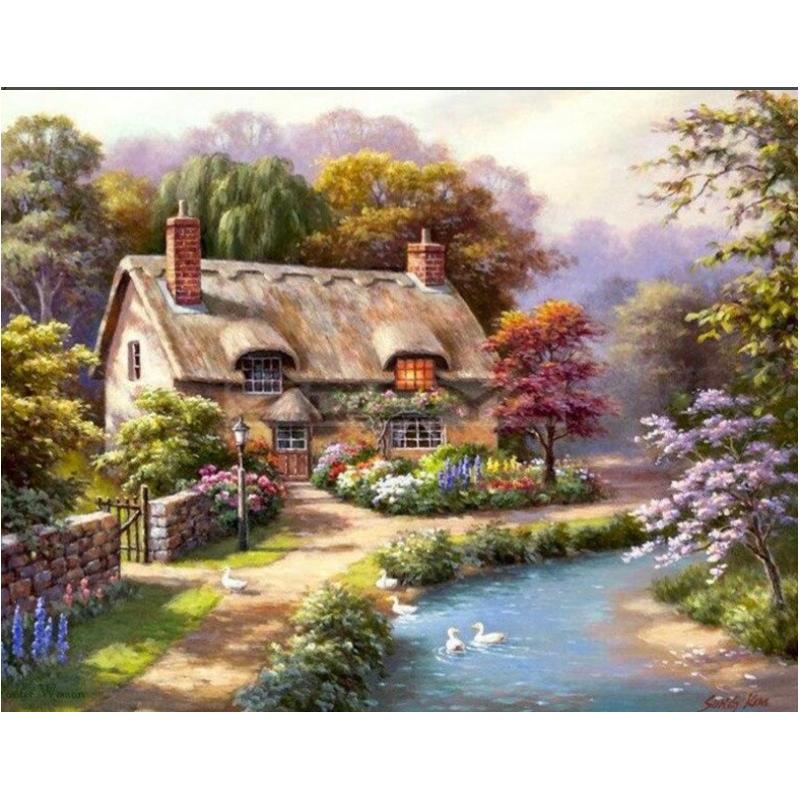 

Рамка Алмазна картина Пейзаж Мозаїка Вишивка хрестом Алмазна вишивка Картина зі стразами Мистецтво декору стін Full Round 30x40CM