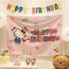 Kawaii Anime Hello Kitty Happy Birthday Wall Hanging Tapestry Cute Fashion Bedroom Background Home Decor Original Tapestries