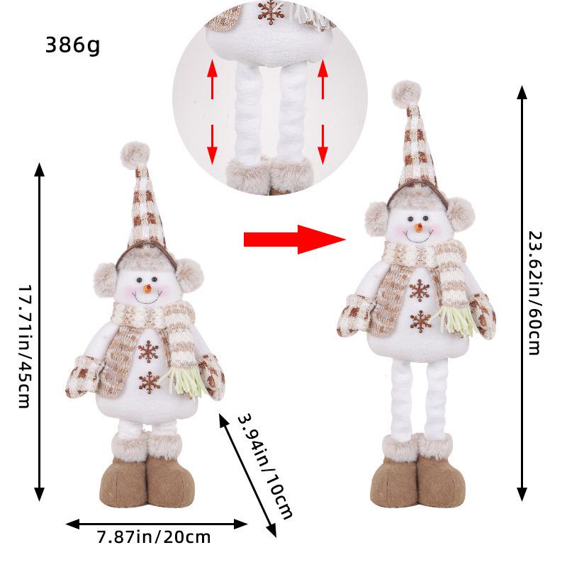 Christmas Snowman Telescopic Doll with Knitted Earmuffs & Reindeer - Desktop & Window Decoration Ornament