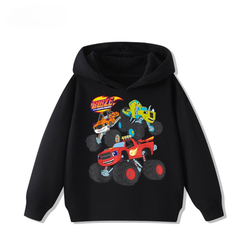 Speed Cyclone Car Team Monster Flame Car Children's Hoodies Boys and Girls' Clothing Autumn and Winter Warm Children's Hoodies